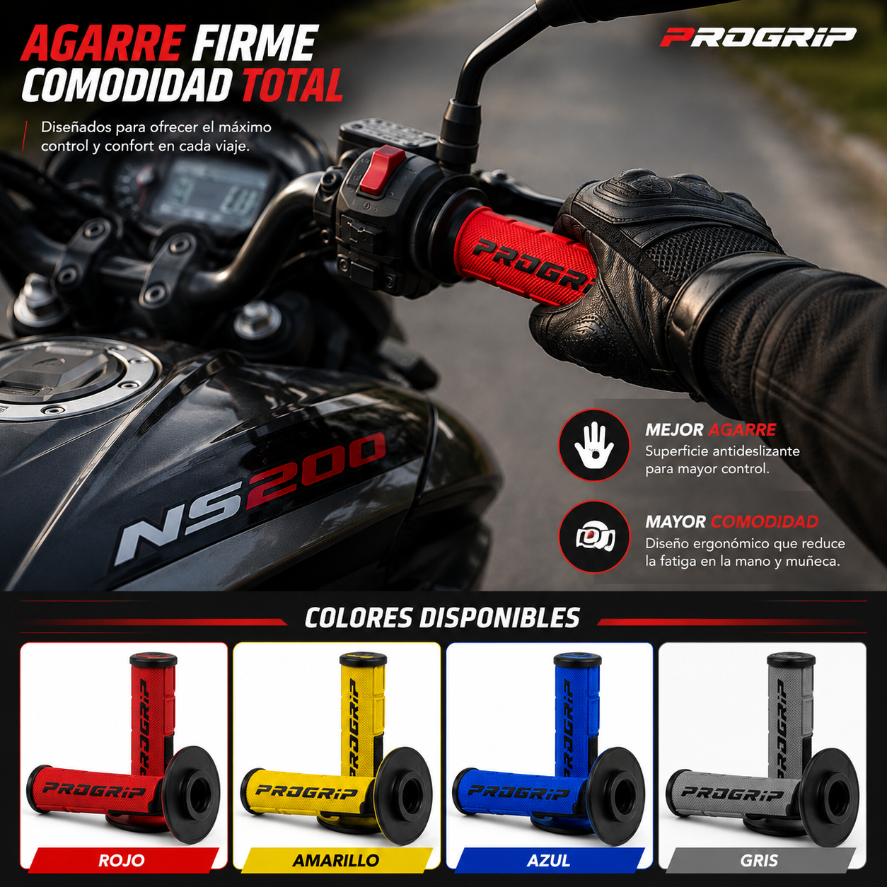 PUÑOS DEPORTIVOS PARA MOTO | AGARRE + DISEÑO + CONFORT.